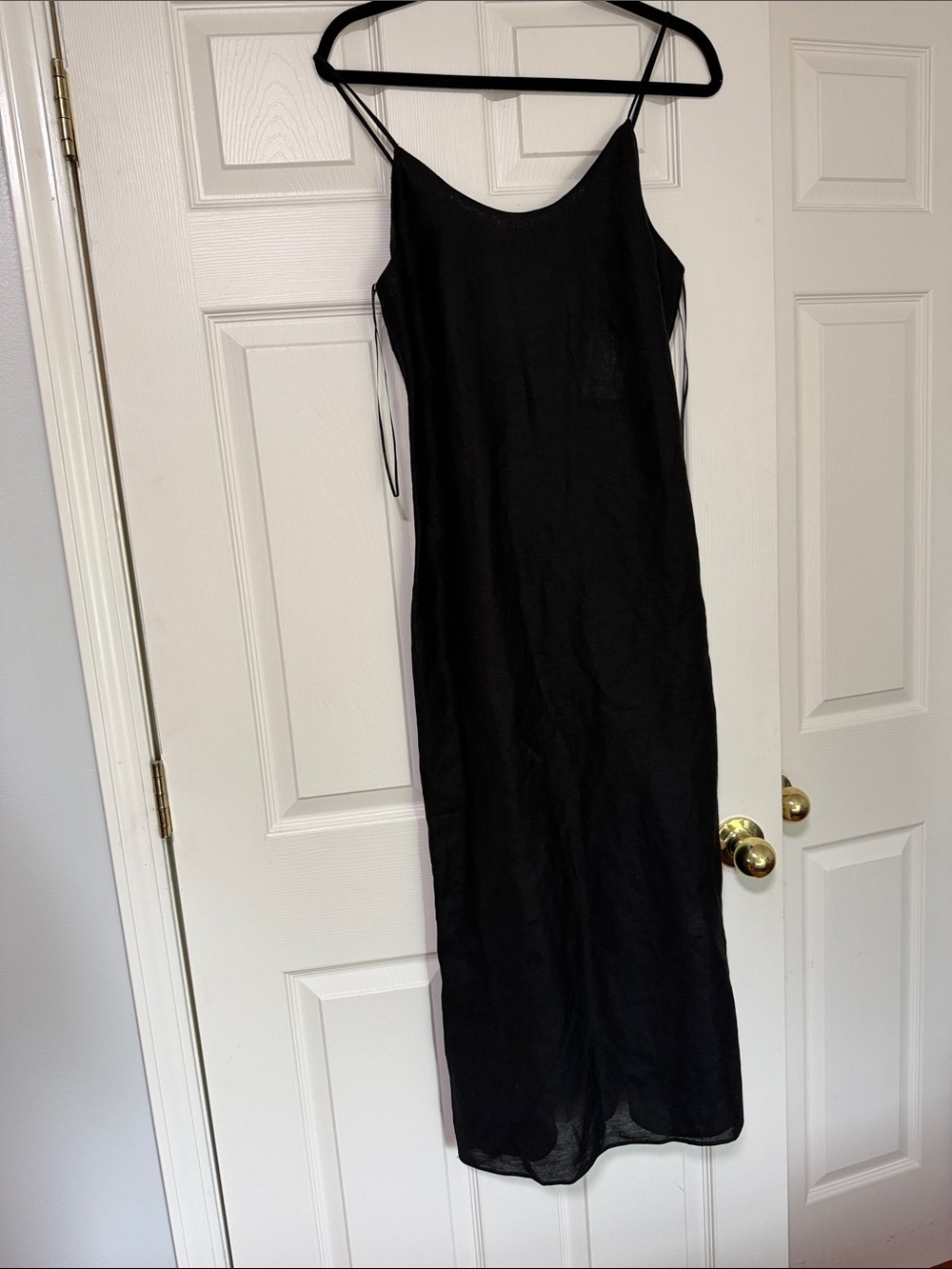 Zara Black Maxi Slip Dress with Spaghetti Straps